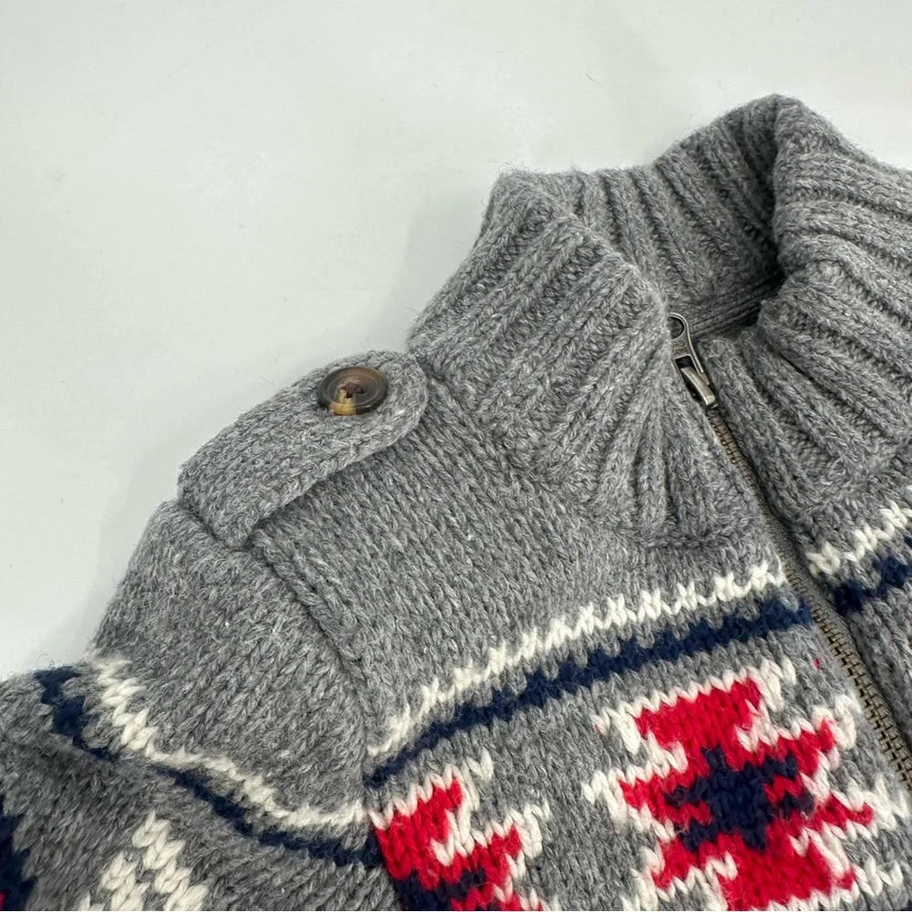 Baby Gap Cardigan Sweater Toddler Boys 2 Full Zip Wool Blend Southwest Gray Knit